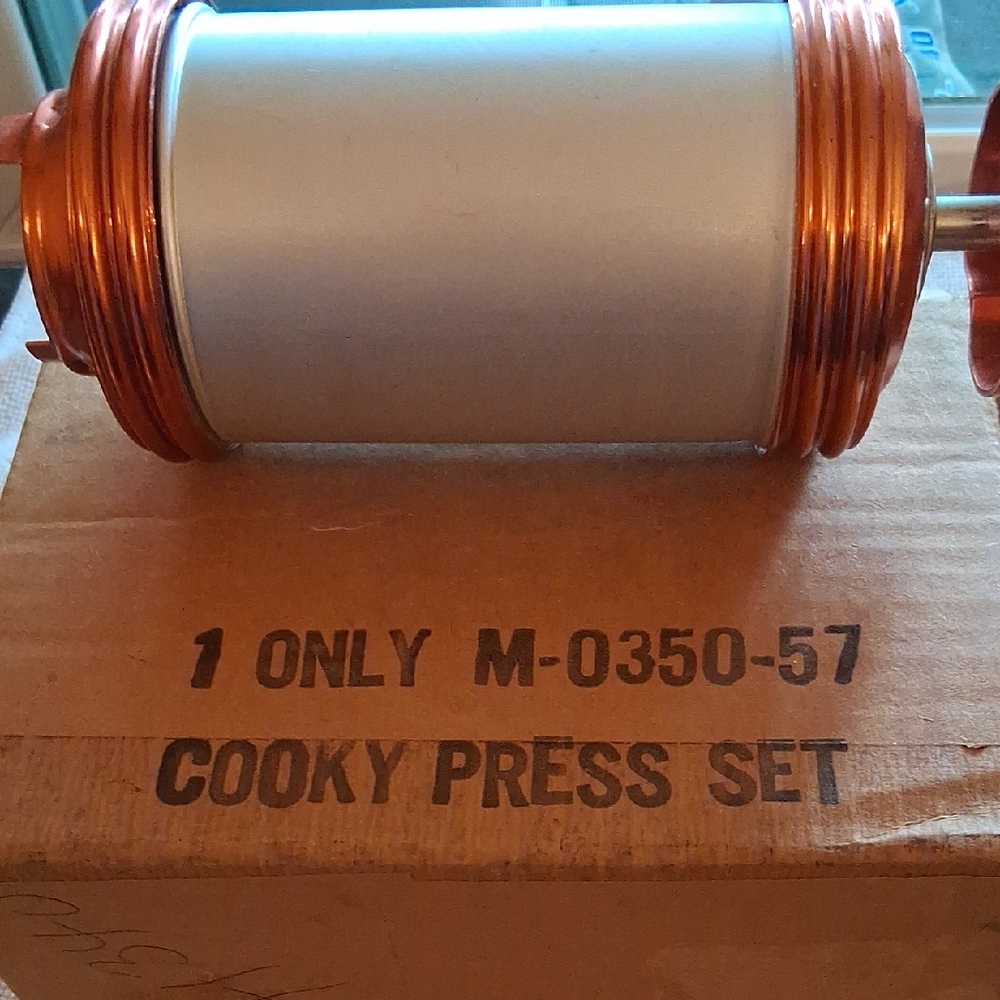 Vintage Cookie & Appetizer Press Set with Copper Accents & Cookbook